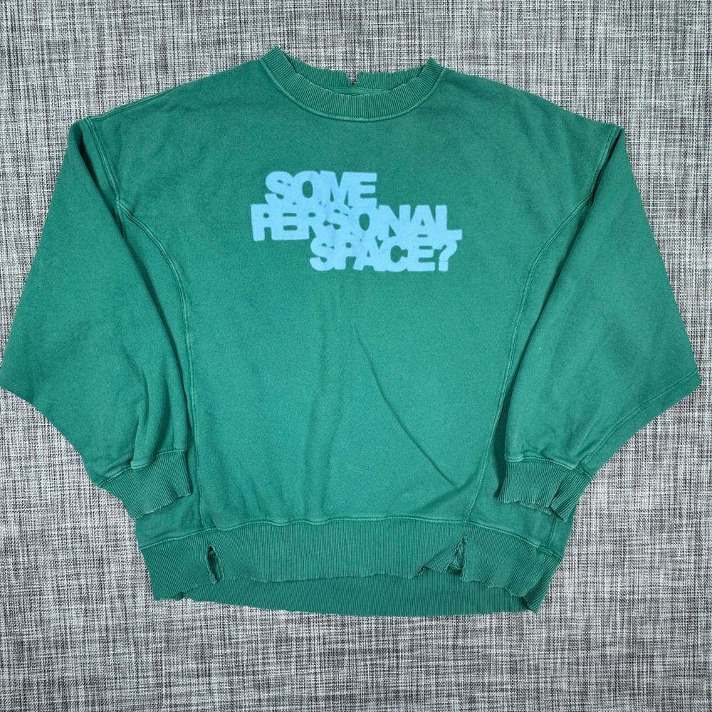 Aerie Women's Some Personal Space Sweatshirt Green Oversized Pullover Medium Y2K